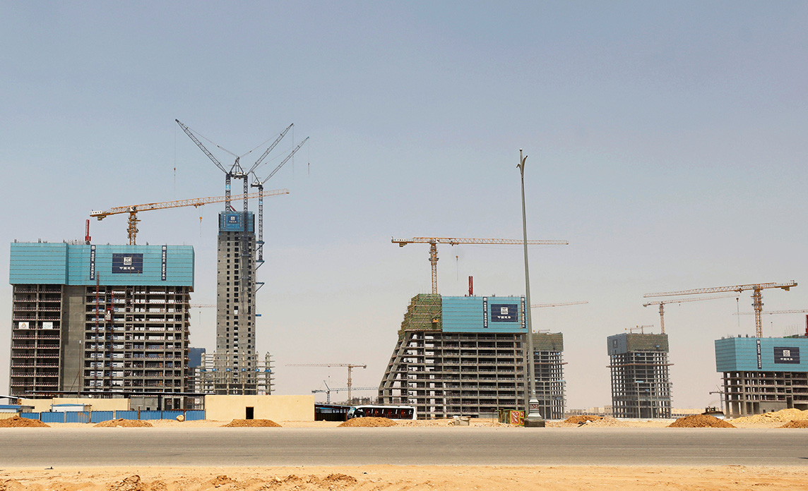 Buildings are pictured under construction in Egypt’s New Administrative Capital, in 2020. Chinese banks are financing the new capital.