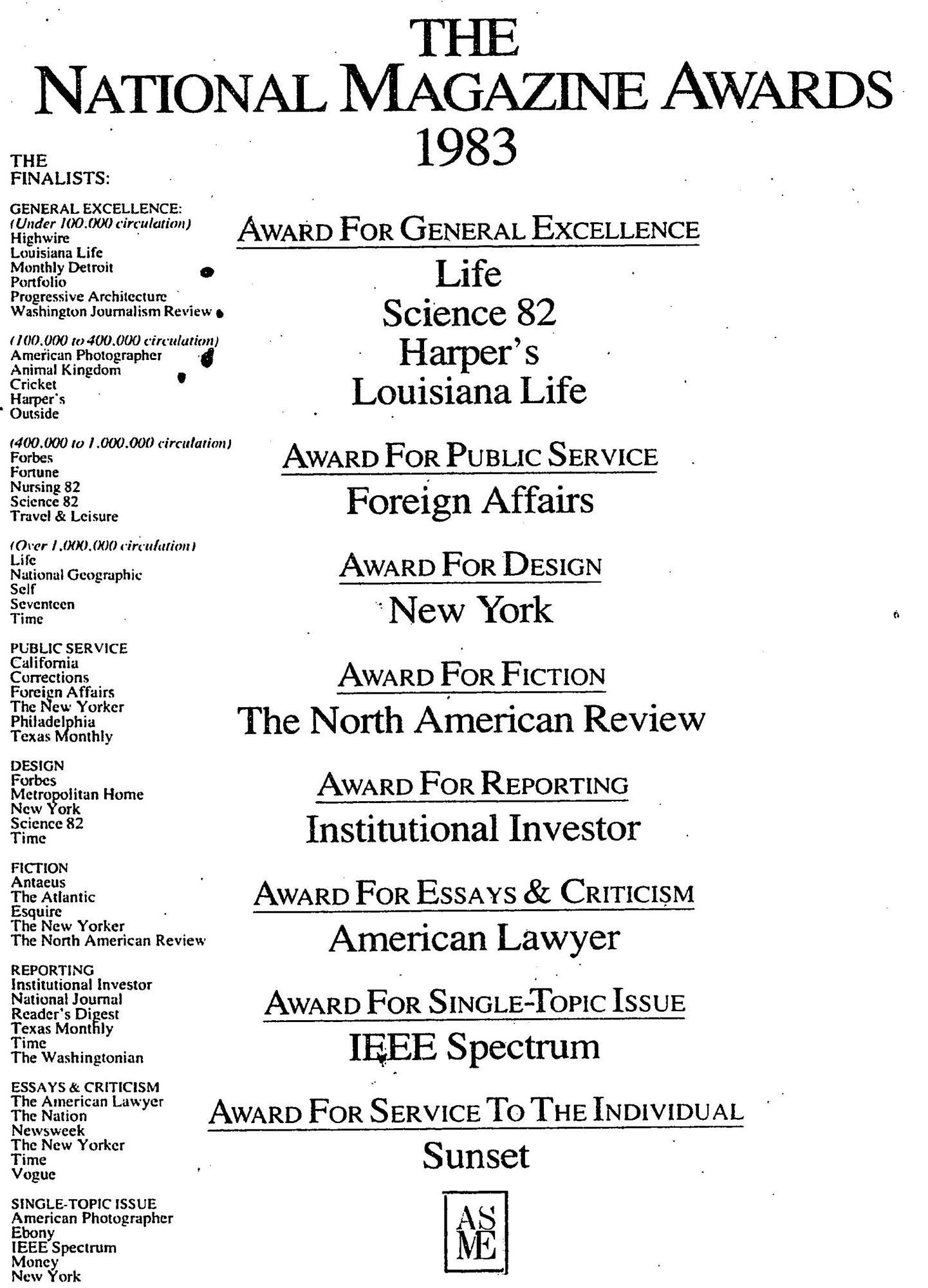 <span class='italics'>Foreign Affairs</span> wins the National Magazine Award for public service