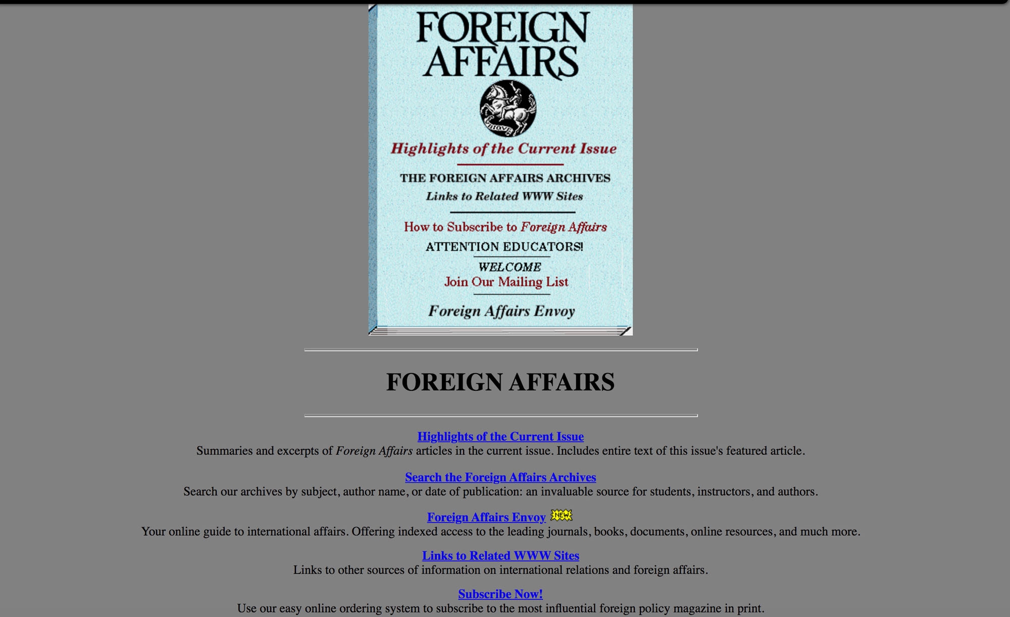 <span class='italics'>Foreign Affairs</span> launches its website, foreignaffairs.org