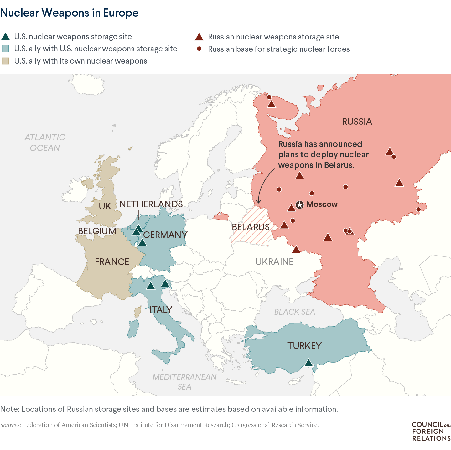 Nuclear Weapons in Europe: Mapping U.S. and Russian Deployments | Council  on Foreign Relations
